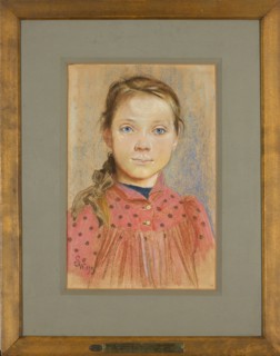 Girl in a red polka-dot dress, Wyspianski, Stanislaw 1869–1907 painter, portraits of children,