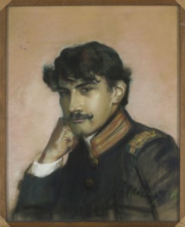 Portrait of a Soldier, Karol Ciszewski 1874–1926, painter; male portrait of a soldier; pastel;