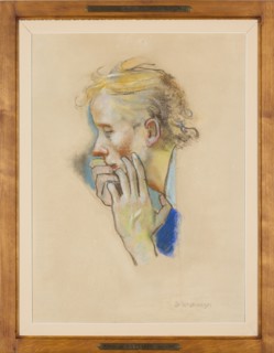 Male head, figure study for a stained glass window for the Roman Catholic cathedral in Lviv The