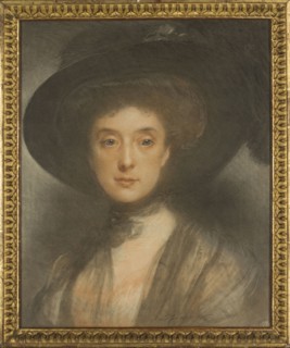Portrait of a Woman in a Black Hat; Ludomir Janowski 1862–1939, painter; female portrait, ca. 1910;