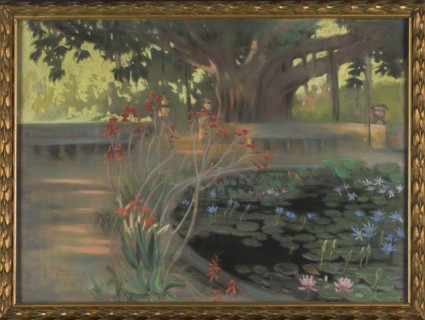 Lotuses in the Park in Palermo, Kazimierz Stabrowski 1869–1929, painter; pastel on paper, 1924; 30