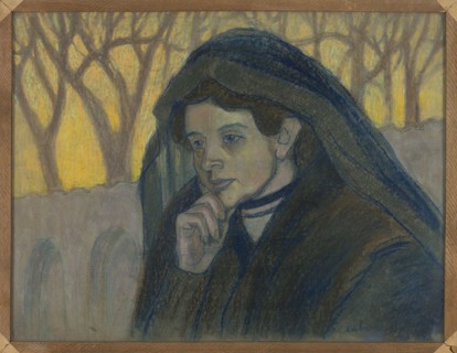 Woman in Mourning, Jan Rembowski 1879–1923. After 1905. Pastel on paper, 52.5 × 70.0 cm. Female