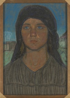 Study of a Peasant Woman, Jan Rembowski 1879–1923, 1919. Pastel on dark gray cardboard, 47.5 x 31.8