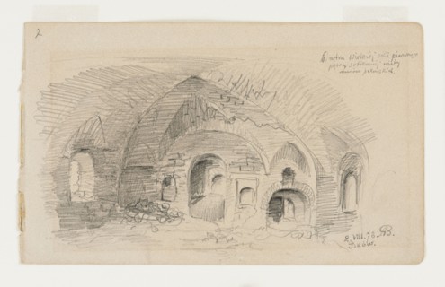 Interior of the Great Hall in Pskov Castle, by Anna Bilinska-Bohdanowiczowa 1854–1893, draughtsman;
