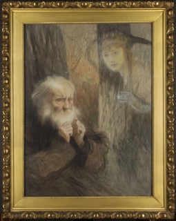 Vision – memory; Teodor Axentowicz 1859–1938, painter; allegory of old age and youth; symbolism;