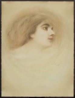 Profile of a woman — Portrait of Józefa Borowska, singer and actress, by Miroslaw Gajewski-Ostoja