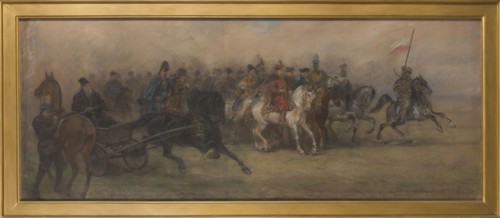 Study for the painting Our Battle Painters, Czeslaw Tanski 1862–1942. Pastel, before 1927, 76 × 180