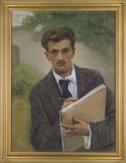 Self-portrait, Rapacki, Józef 1871–1929, male self-portrait of a painter; pastel, 1926; height 84.7