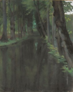 Canal in the Italian Park, Stabrowski, Kazimierz 1869–1929 painter, 1922, pastel, 64 × 51 cm;