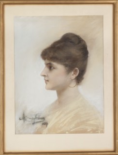 Portrait of a Young Woman in Profile Trumpeter, Maurycy 1861–1941 — painter: Léopold Méyet