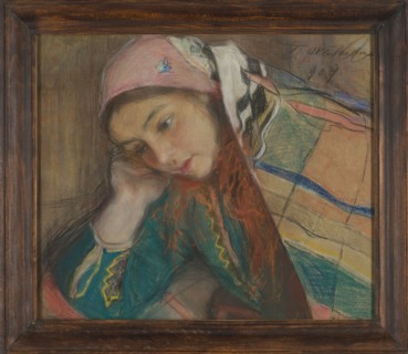 Portrait of a Girl in Krakow Costume, Teodor Axentowicz 1859–1938. Pastel, 1909. Height 33.5 cm;
