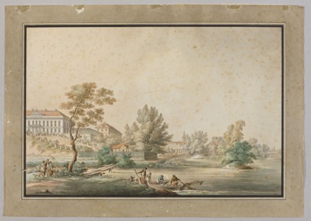 View of the palace and park in Kock from the river, Zygmunt Vogel 1764–1826, ca. 1796; watercolor