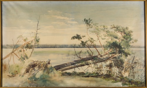 Switez, Falat, Julian 1853–1929 painter; Switez Belarus; lake; ; lakes, pines, landscapes, plants,