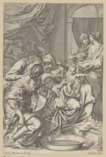 The Birth of Mary, Sandrart, Jakob von 1630-1708 creator, Maratti, Carlo 1625-1713 engraver,