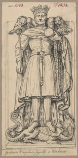 Figure of King Wladyslaw Jagiello from his tombstone in Wawel Cathedral in Kraków; Gothic tomb