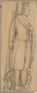 Figure of King Wladyslaw Jagiello from his tombstone in Wawel Cathedral in Kraków; drawing by