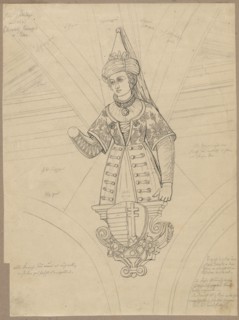 Queen Elizabeth of Rakuszanka, figure on a console after a sculpture in the corridor at Stuttgart