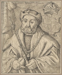 Portrait of King Sigismund I the Old at the age of 80, by Alexander Lesser 1814–1884, drawing,