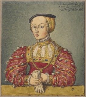 Portrait of Queen Elizabeth of Austria, after a painting by Lucas Cranach the Younger; co-author