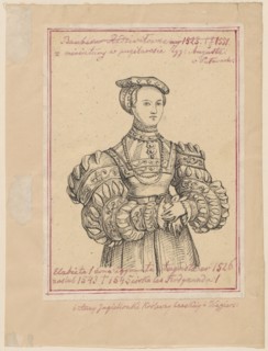 Oval portrait of Queen Elizabeth of Habsburg, after a miniature in the portfolio of Sigismund II