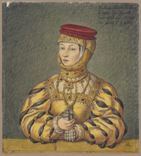 Portrait of Queen Barbara Radziwillówna, after a painting by Lucas Cranach the Younger; draughtsman
