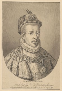 Portrait of King Henry of Valois, bust, after an engraving by Nicolas Larmessin, from Les augustes