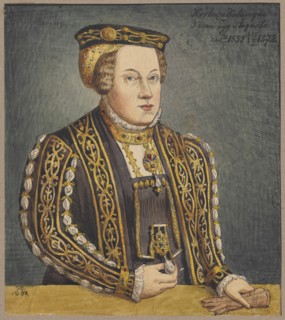 Portrait of Queen Catherine of Austria, after a painting by Lucas Cranach the Younger; original by