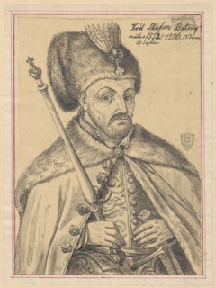 Portrait of King Stefan Batory with a scepter in his hand; draughtsman: Aleksander Lesser