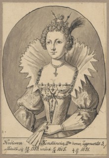 Oval portrait of Queen Constance of Habsburg, after an engraving, Lesser, Alexander 1814-1884