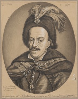 Oval portrait of John Casimir after an engraving by Jacobus Sandrart; drawing on tracing paper