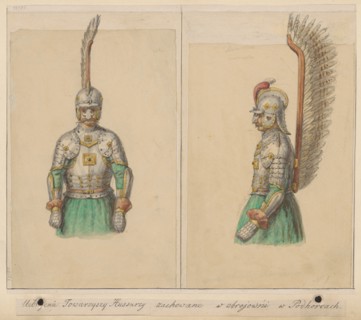 Armours of the Hussar Companions Preserved in the Pidhirtsi Armoury - front and side views;