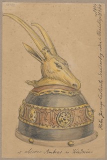 Helmet of George Castriot Scanderberg; verso: details from the monument of George Hofer in
