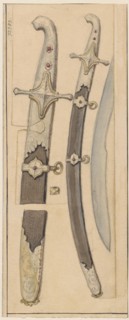 Polish karabela karabelas from the 17th century; drawing by Aleksander Lesser 1814–1884; medium: