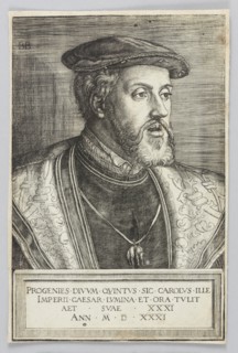 Portrait of Emperor Charles V, Beham, Barthel 1502-1540 author, Charles V Roman-German Emperor;