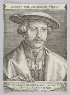 Portrait of Erasmus Baldermann, by Barthel Beham 1502–1540, graphic print, 1535 1st edition. German