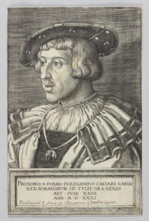 Portrait of Emperor Ferdinand I, Beham, Barthel 1502–1540 graphic artist, portraits of rulers,