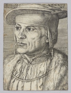 Portrait of Leonard Van Eckh by Barthel Beham 1502–1540, German graphic artist. Renaissance-era