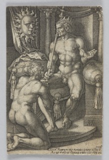 Apollo Helios, Sol, from the series: Gods Patronizing the Planets, Aldegrever, Heinrich ca.
