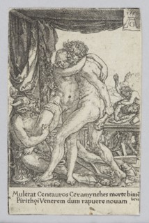Hercules defending Hippodamia against centaurs, Aldegrever, Heinrich ca. 1502–1555/1561 graphic