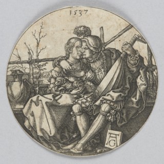 Lute Player with His Beloved in the Garden, Aldegrever, Heinrich ca. 1502–1555 aut. 1561 graphic