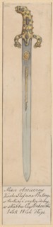 Sword of King Stefan Batory, 16th century; drawing of the sword; materials: drawing glued across