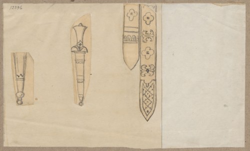 Daggers tulichy; Aleksander Lesser 1814–1884, author/illustrator; sketch on a sheet of paper glued
