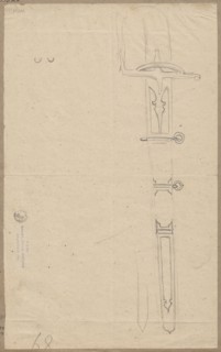 Broadsword recto and verso, Aleksander Lesser 1814–1884 draughtsman / author; gift; militaria;
