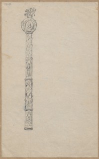 Mace; draughtsman: Aleksander Lesser 1814–1884. Drawing, glued with the upper edge to brown