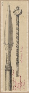Moscow mace and spearhead belonging to Boris Alexandrovich; drawing by Alexander Lesser 1814–1884