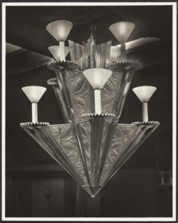Chandelier in the workroom, designed by Mieczyslaw Kotarbinski, at the International Exhibition of