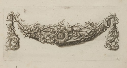 Feston: Artus Quellinus 1609–1668 engraver?, Baroque; flowers, festoons, garlands, ornaments;
