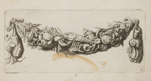 Feston: 6, Quellinus, Artus 1609–1668 engraver, leaves, crayfish, baroque style, festoons,