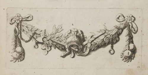 Feston: 12; Artus Quellinus 1609–1668 engraver?; baroque; weapons; festoons; ornaments;