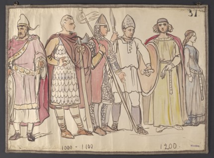 Men's and women's costumes from the 11th, 12th and 13th centuries; Gerson, Wojciech 1831–1901,